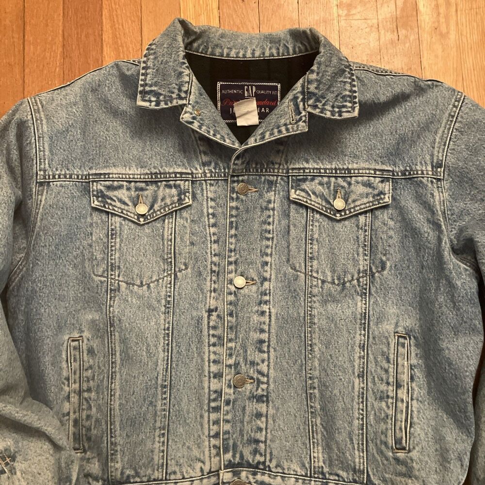 VTG 90’s GAP Premium Standard Jeans Wear Denim Jacket Blanket Lined Men’s XL - Picture 3 of 6